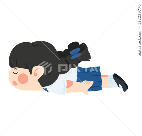 Little girl lying on the floor 122229770