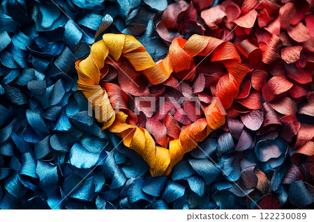3D Valentine's Day card, neon steel threads intertwined to create a heart pattern, greeting cards 122230089
