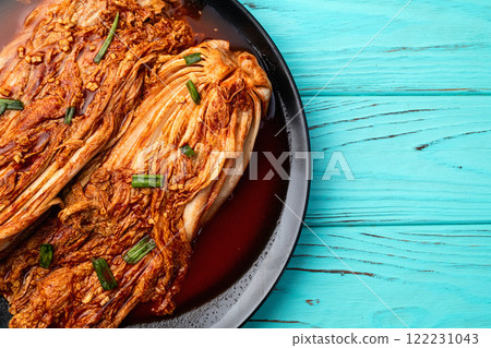 Traditional korean food kimchi photography . Top view 122231043