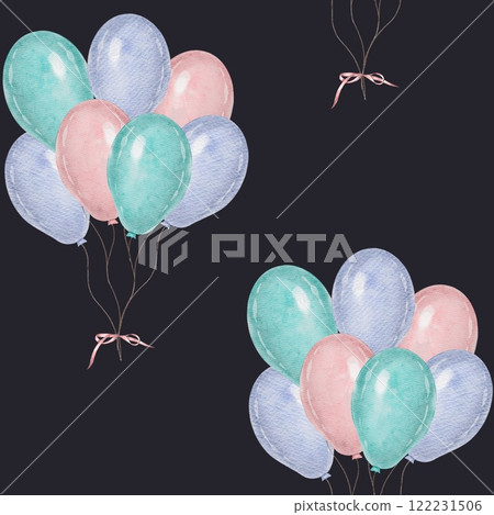 Seamless pattern Watercolor balloons 122231506