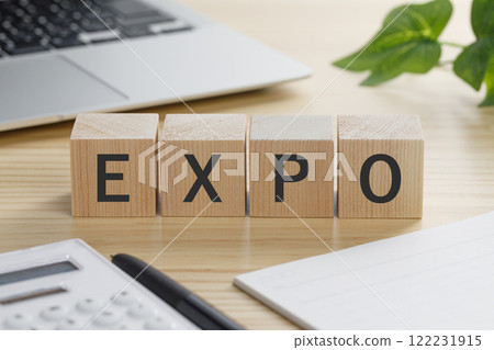 A building block with the word EXPO written on it 122231915