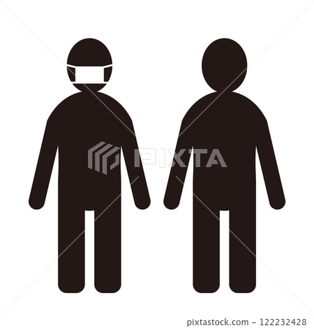 Vector illustration of people wearing masks and people not wearing masks, transparent background 122232428