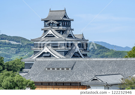 Kumamoto Castle Tower, a popular tourist spot undergoing repairs in Kumamoto City, Kumamoto Prefecture 122232946