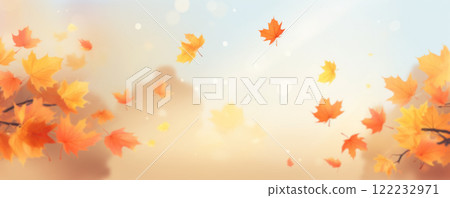 Golden Autumn Leaves Falling 122232971