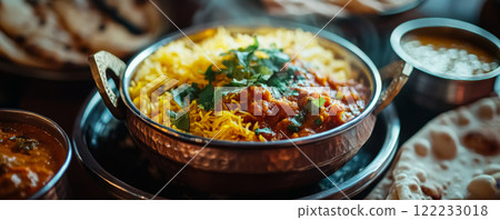 Traditional Indian Curry in Copper Bowl 122233018