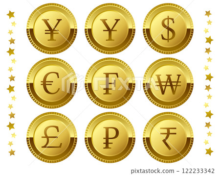 A set of 9 luxurious coin icons 122233342