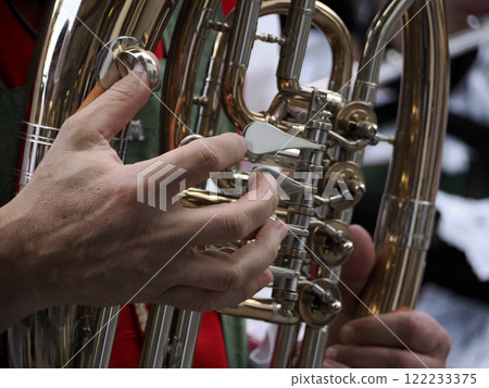 Traditional Tyrol band instrument detail Traditional Tyrol band instrument detail 122233375