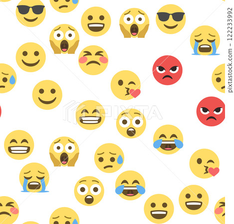 Seamless pattern of emoticons and emoji, emoji vector illustration, emoji background for social network Seamless pattern of emoticons and emoji, emoji vector illustration, emoji background for social network 122233992