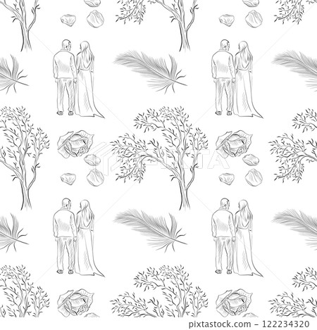 vector seamless patterns of line art elements on the theme of wedding vector seamless patterns of line art elements on the theme of wedding 122234320