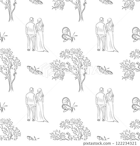 vector seamless patterns of line art elements on the theme of wedding vector seamless patterns of line art elements on the theme of wedding 122234321