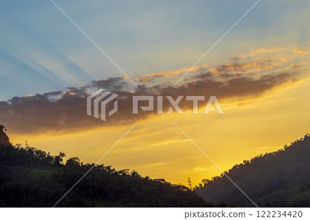 Beautiful colorful sunrise over the mountains Angra dos Reis Brazil. 122234420