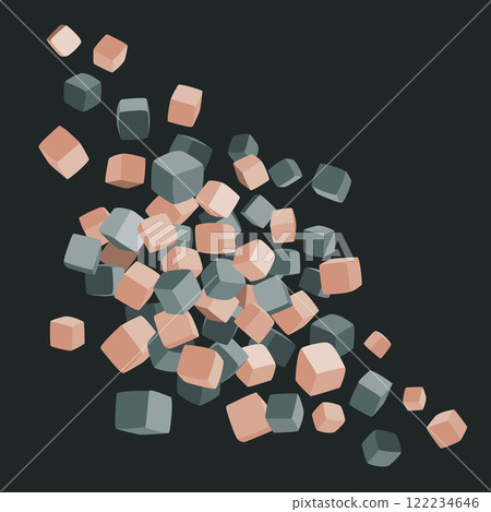 Scattered foam cubes background. Funny soft covered blocks of kids playing. Vector illustration. 122234646
