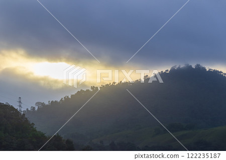 Beautiful sunrise over the mountains Angra dos Reis Brazil. Beautiful sunrise over the mountains Angra dos Reis Brazil. 122235187