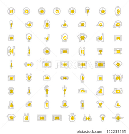 Outline sports related illustration icon set Outline sports related illustration icon set 122235265