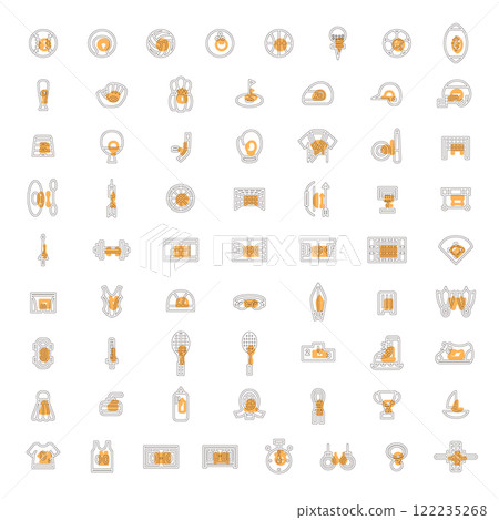 Outline sports related illustration icon set 122235268
