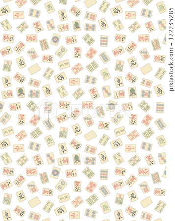 Antique style old mahjong tile wallpaper illustration 122235285