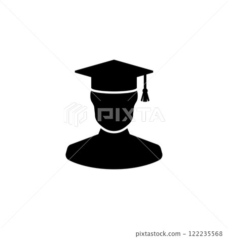 Vector illustration of a silhouette head with a graduation cap Vector illustration of a silhouette head with a graduation cap 122235568