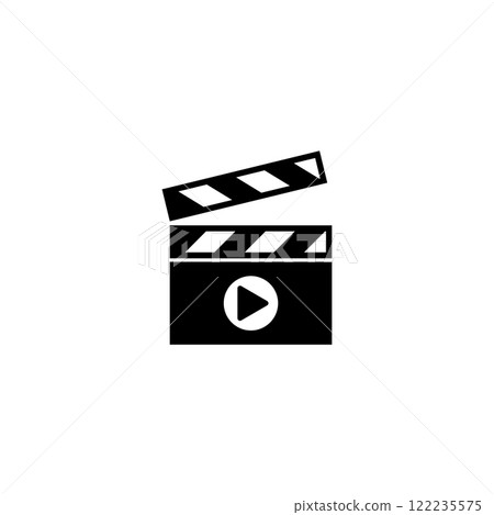 Modern flat design vector of black and white clapperboard icon 122235575