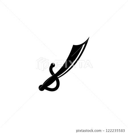 Classic black vector icon of a sword, symbolizing medieval warfare and chivalry Classic black vector icon of a sword, symbolizing medieval warfare and chivalry 122235583