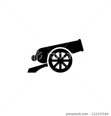 Bold vintage cannon icon in flat design, ideal for web and print Bold vintage cannon icon in flat design, ideal for web and print 122235584