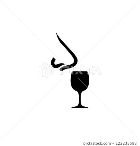 Elegant icon of wine glass and nose, symbolizing the art of wine tasting Elegant icon of wine glass and nose, symbolizing the art of wine tasting 122235588