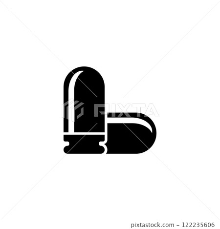 Stylized vector icon of two pistol cartridges 122235606