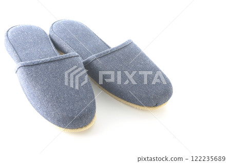 Slippers photographed on a white background Slippers photographed on a white background 122235689