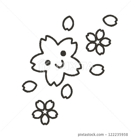 可愛微笑的櫻花花插畫素材 122235938