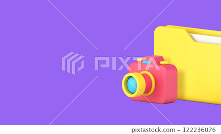 Multimedia content archive storage folder with camera banner copy space vector illustration 122236076