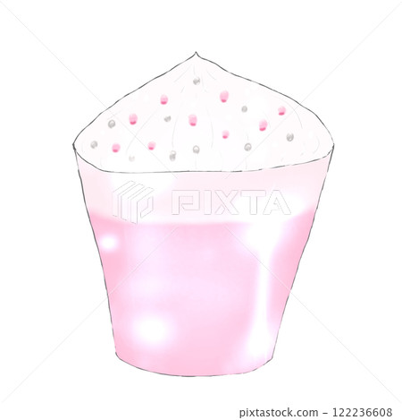 Pink latte poured into a glass 122236608
