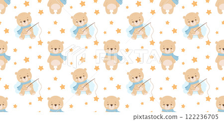 Seamless pattern with cute baby. Animal vector illustration on white repeat background Seamless pattern with cute baby. Animal vector illustration on white repeat background 122236705
