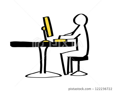 Simple human PC working posture Simple human PC working posture 122236722