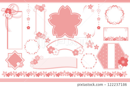 Japanese-style cherry blossom frame set in pink 122237186