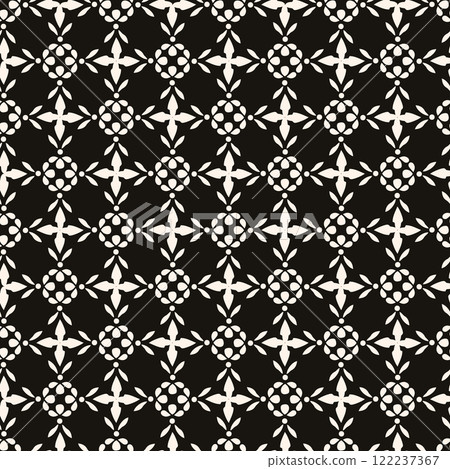 Abstract simple floral gothic style seamless pattern. Elegant minimal monochrome stylish background. Perfect for textile, fabric and fashion print. 122237367