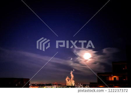 Fantastic moon and factory smoke 122237372