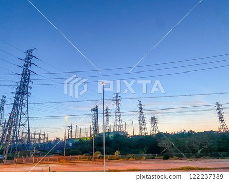 Landscape with transmission lines 122237389