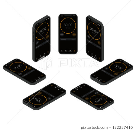 黑色智慧型手機等距插圖 set_timer 黑色智慧型手機等距插圖 set_timer 122237410