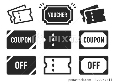 門票單色圖示素材集 門票單色圖示素材集 122237411