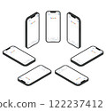Black smartphone isometric illustration set_search screen 122237412
