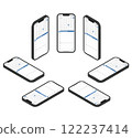 Black smartphone isometric illustration set_calendar 122237414