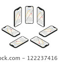 Black smartphone isometric illustration set_map 122237416