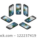 Black smartphone isometric illustration set_photo 122237419