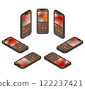 Black smartphone isometric illustration set_music 122237421