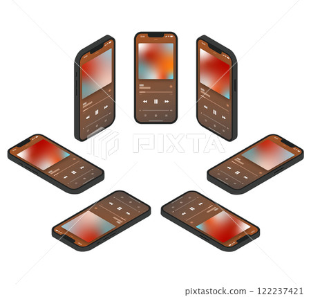 黑色智慧型手機等距插畫集_音樂 122237421