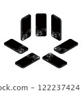 Black smartphone isometric illustration set_crack 122237424
