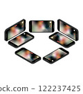 Black smartphone isometric illustration set_video 122237425