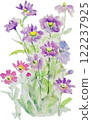 Purple flowers painted in watercolor 122237925