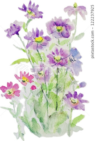 Purple flowers painted in watercolor Purple flowers painted in watercolor 122237925