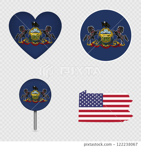 Pennsylvania State Flag Icons Pack. Vector illustration. 122238067