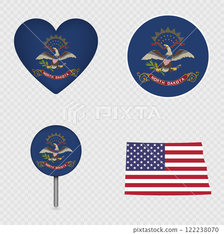 North Dakota State Flag Icons Pack. Vector illustration. 122238070